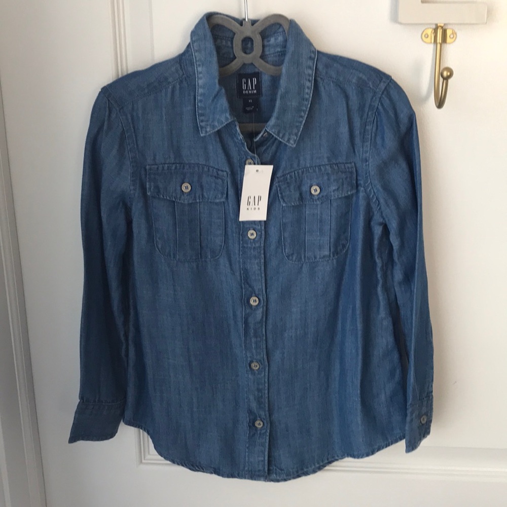 New Girls Gap Denim Button Down Shirt